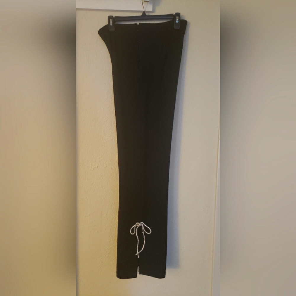 Lulumari Bell Bottom Pant With Silver Rhinestone Bows At Side of Legs